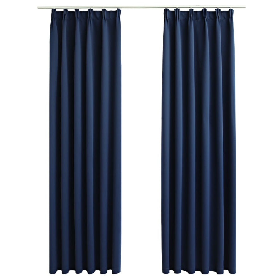 Gordijnen Verduisterend Met Haken 2 St 140 x 175 cm Blauw