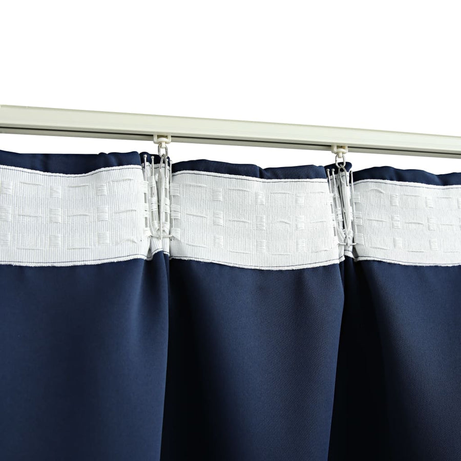 Gordijnen Verduisterend Met Haken 2 St 140 x 225 cm Blauw