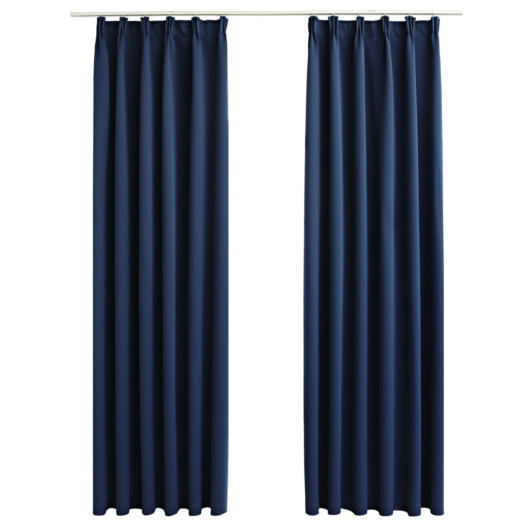 Gordijnen Verduisterend Met Haken 2 St 140 x 245 cm Blauw