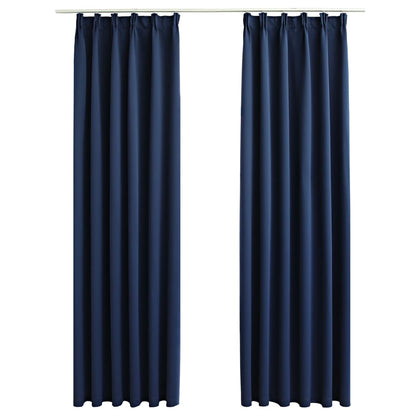 Gordijnen Verduisterend Met Haken 2 St 140 x 245 cm Blauw