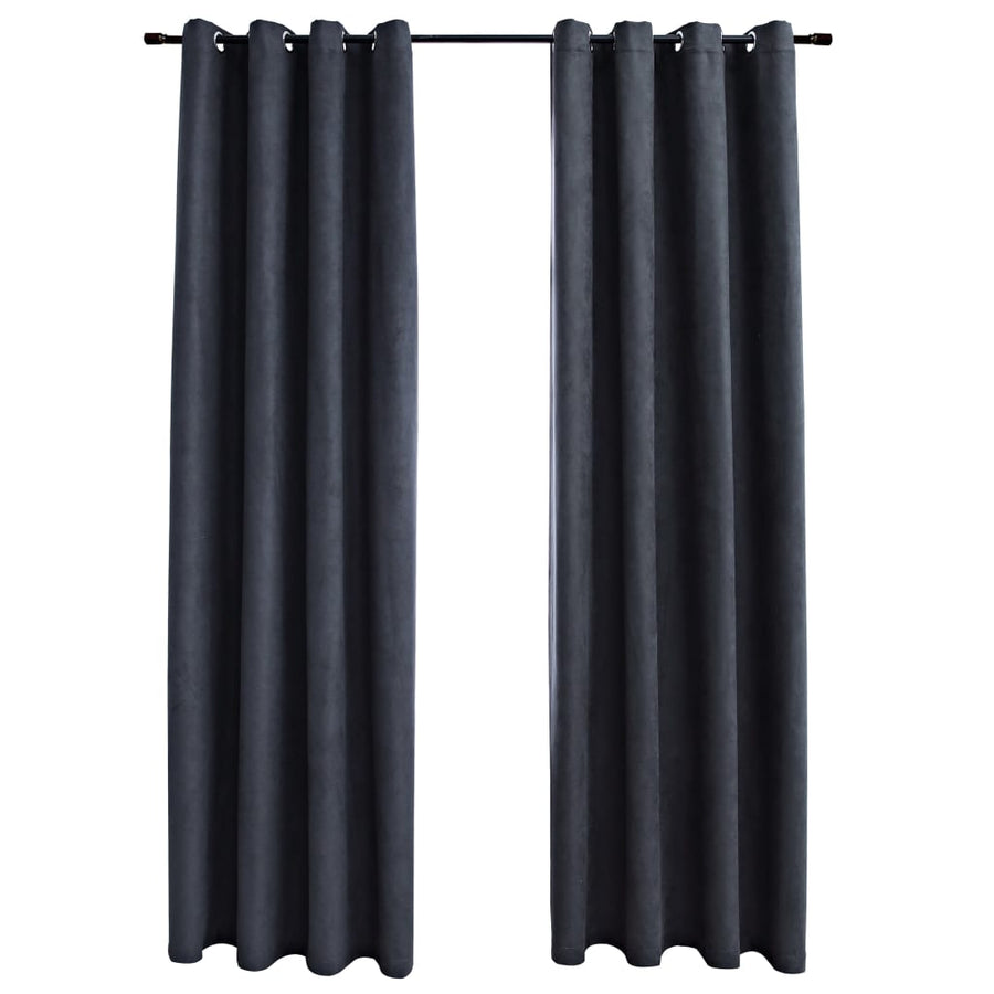 Gordijnen verduisterend met ringen 2 st 140x175 cm antraciet 1 140 x 175 cm Antraciet