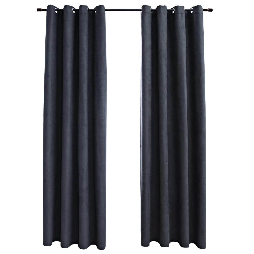Gordijnen Verduisterend Met Ringen 2 St 1 140 x 245 cm Antraciet