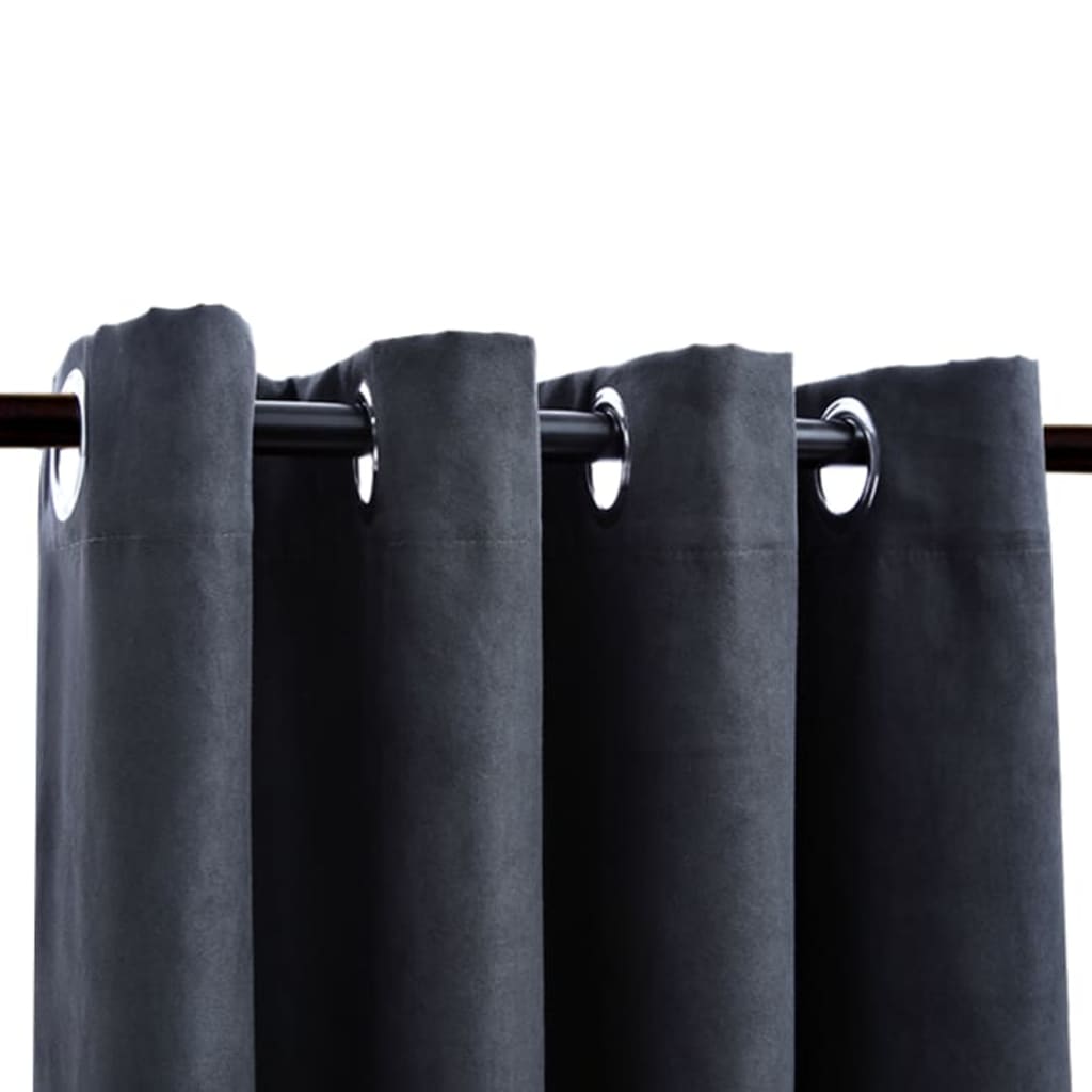 Gordijnen Verduisterend Met Ringen 2 St 1 140 x 245 cm Antraciet