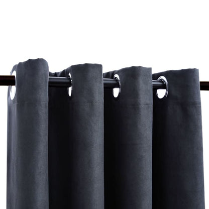 Gordijnen Verduisterend Met Ringen 2 St 1 140 x 245 cm Antraciet