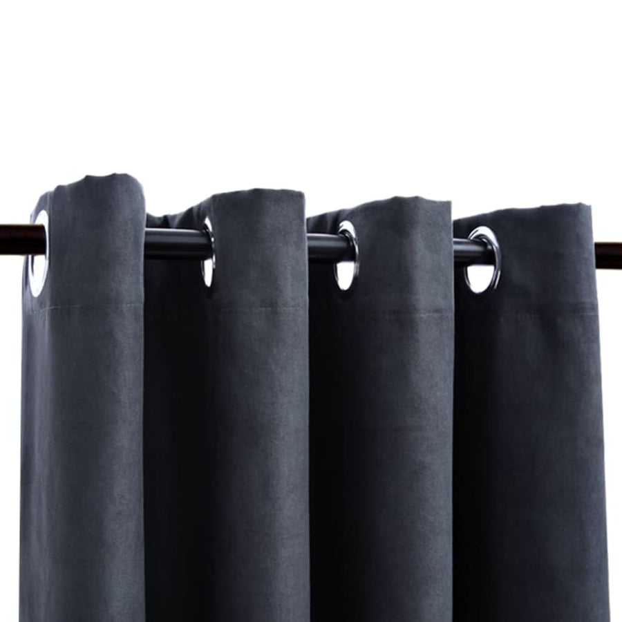 Gordijnen Verduisterend Met Ringen 2 St 1 140 x 245 cm Antraciet