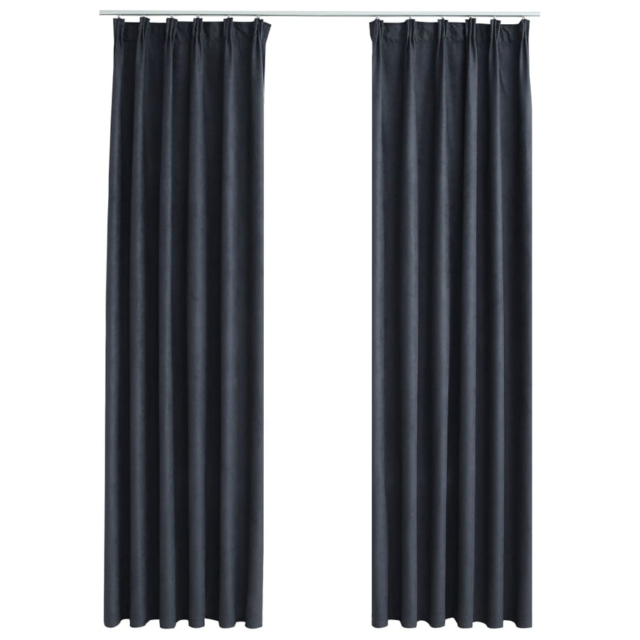 Gordijnen Verduisterend Met Haken 140 x 175 cm Antraciet