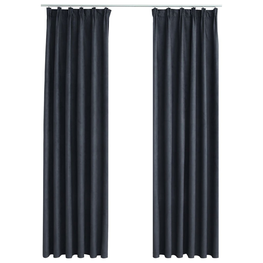 Gordijnen Verduisterend Met Haken 140 x 225 cm Antraciet