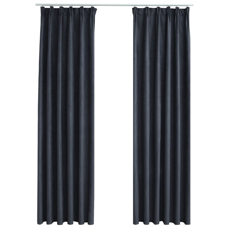 Gordijnen Verduisterend Met Haken 140 x 245 cm Antraciet