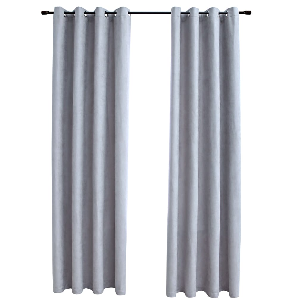 Gordijn Verduisterend Met Metalen Ringen 2 140 x 225 cm Grijs