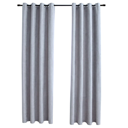 Gordijn Verduisterend Met Metalen Ringen 2 140 x 225 cm Grijs