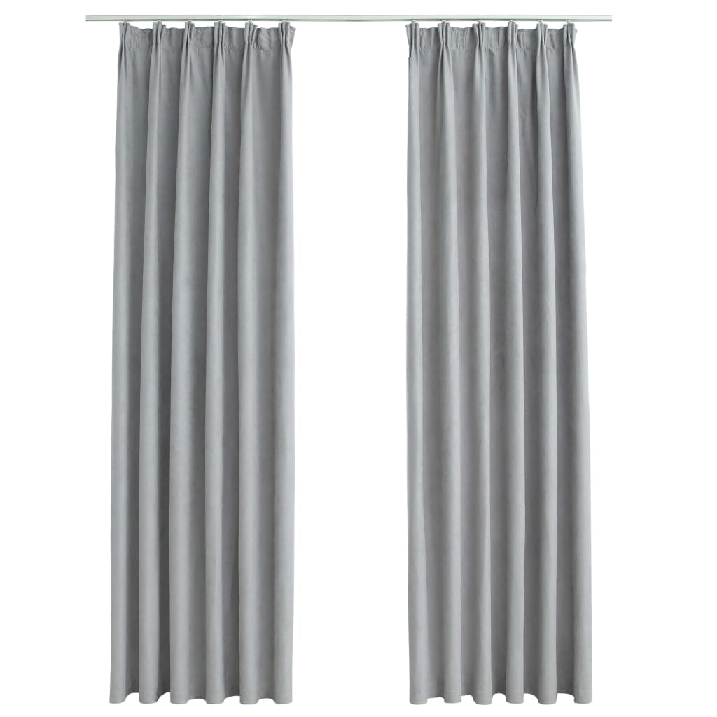 Gordijnen Verduisterend Met Haken 140 x 225 cm Grijs