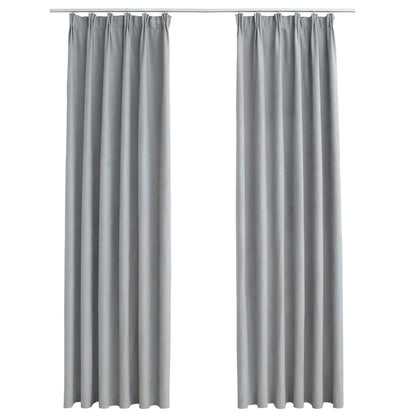 Gordijnen Verduisterend Met Haken 140 x 225 cm Grijs