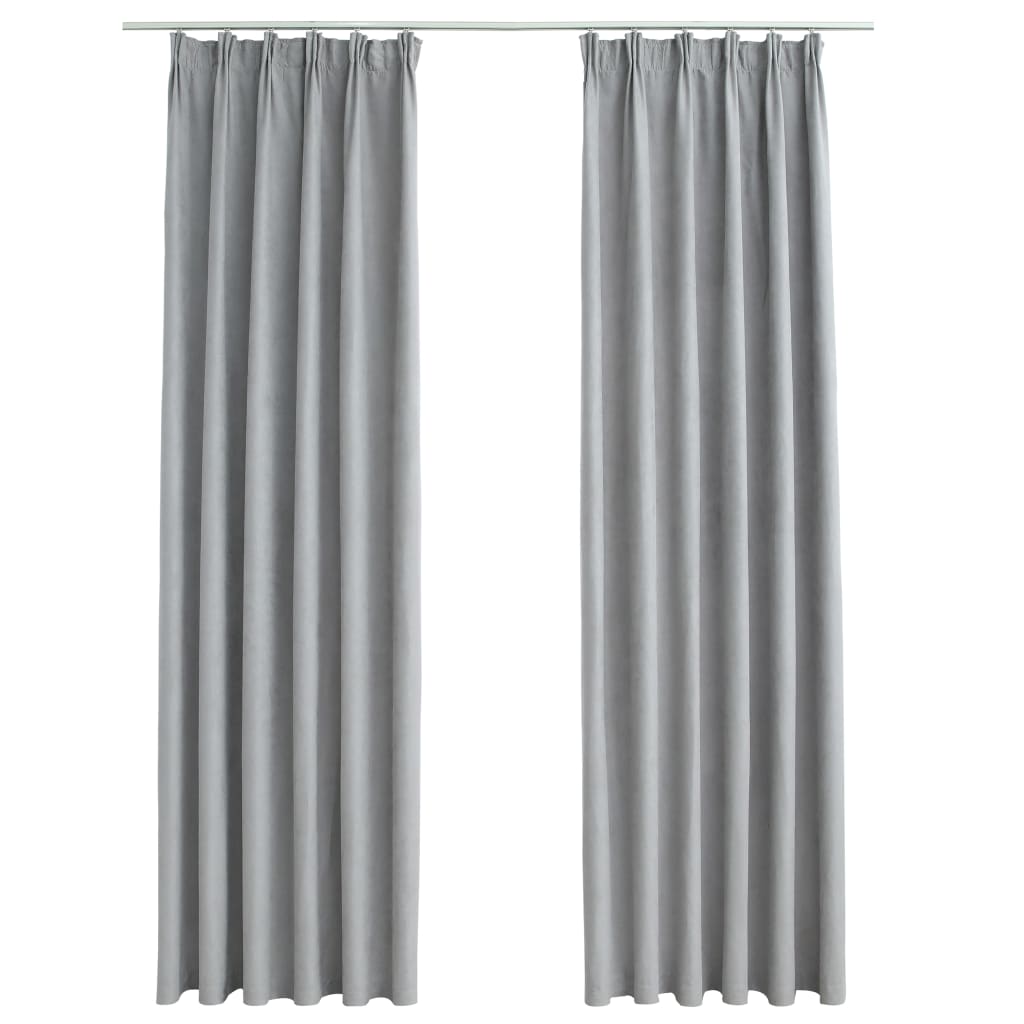 Gordijnen Verduisterend Met Haken 140 x 245 cm Grijs
