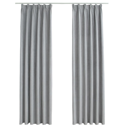 Gordijnen Verduisterend Met Haken 140 x 245 cm Grijs