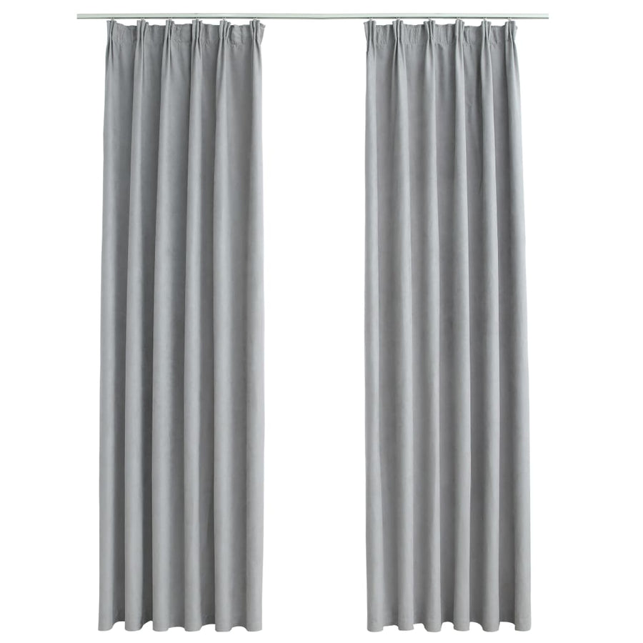 Gordijnen Verduisterend Met Haken 140 x 245 cm Grijs