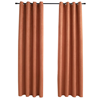 Gordijnen Verduisterend Met Ringen Roestkleurig 2 140 x 175 cm Roestbruin