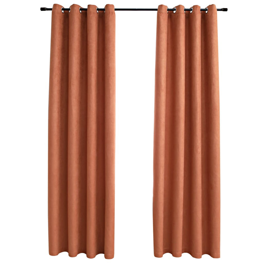 Gordijnen Verduisterend Met Ringen Roestkleur 2 140 x 225 cm Roestbruin