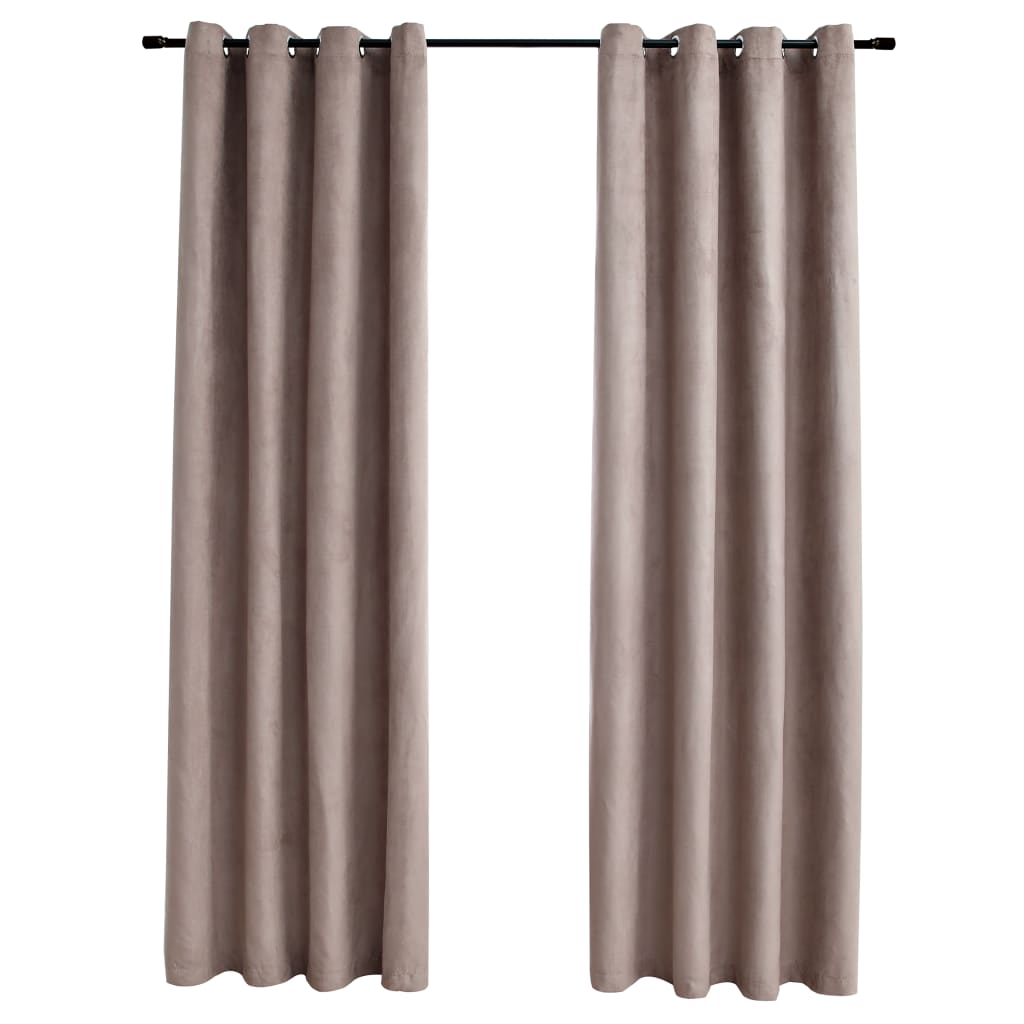 Gordijn Verduisterend Met Metalen Ringen 2 140 x 175 cm Taupe