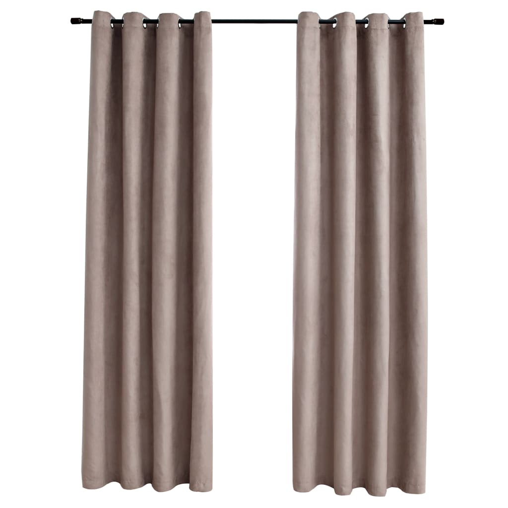 Gordijn Verduisterend Met Metalen Ringen 2 140 x 225 cm Taupe
