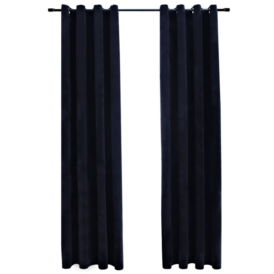 Gordijn verduisterend met ringen 2 st 140x175 cm fluweel zwart 140 x 175 cm Zwart