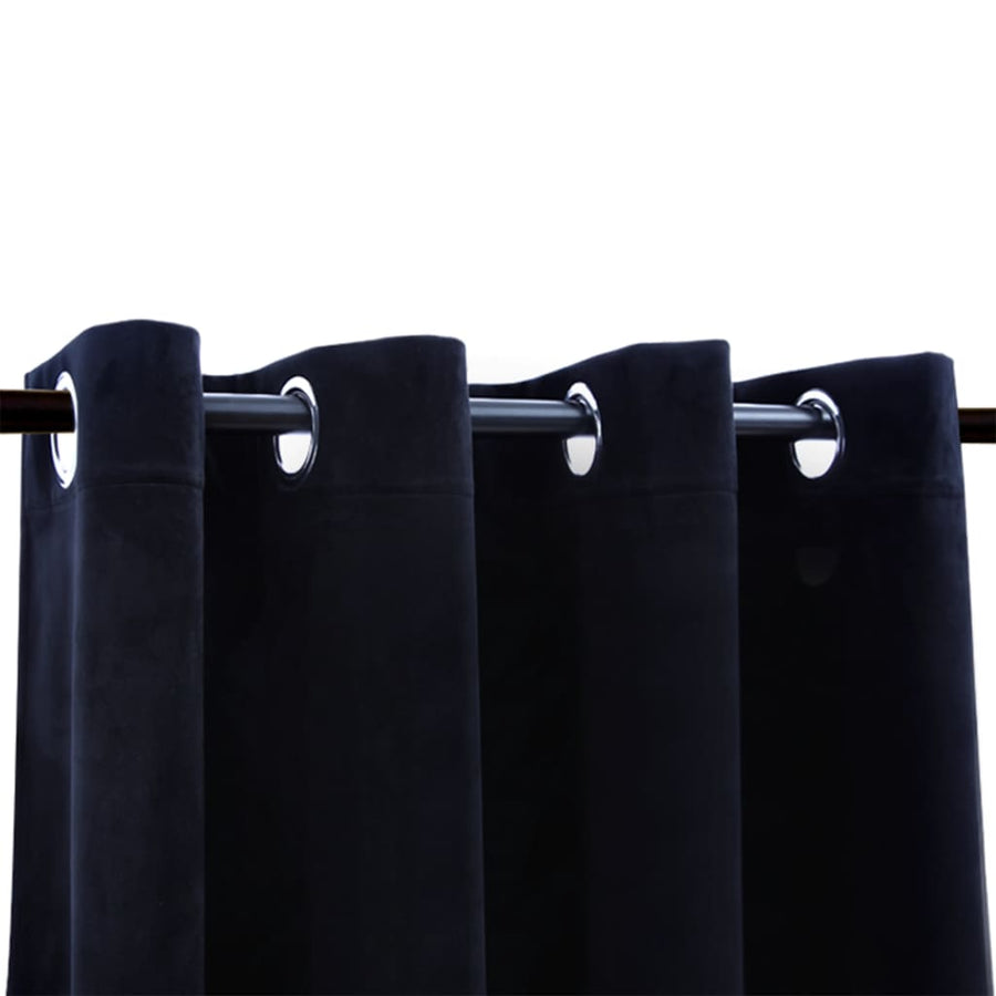 Gordijn verduisterend met ringen 2 st 140x175 cm fluweel zwart 140 x 175 cm Zwart