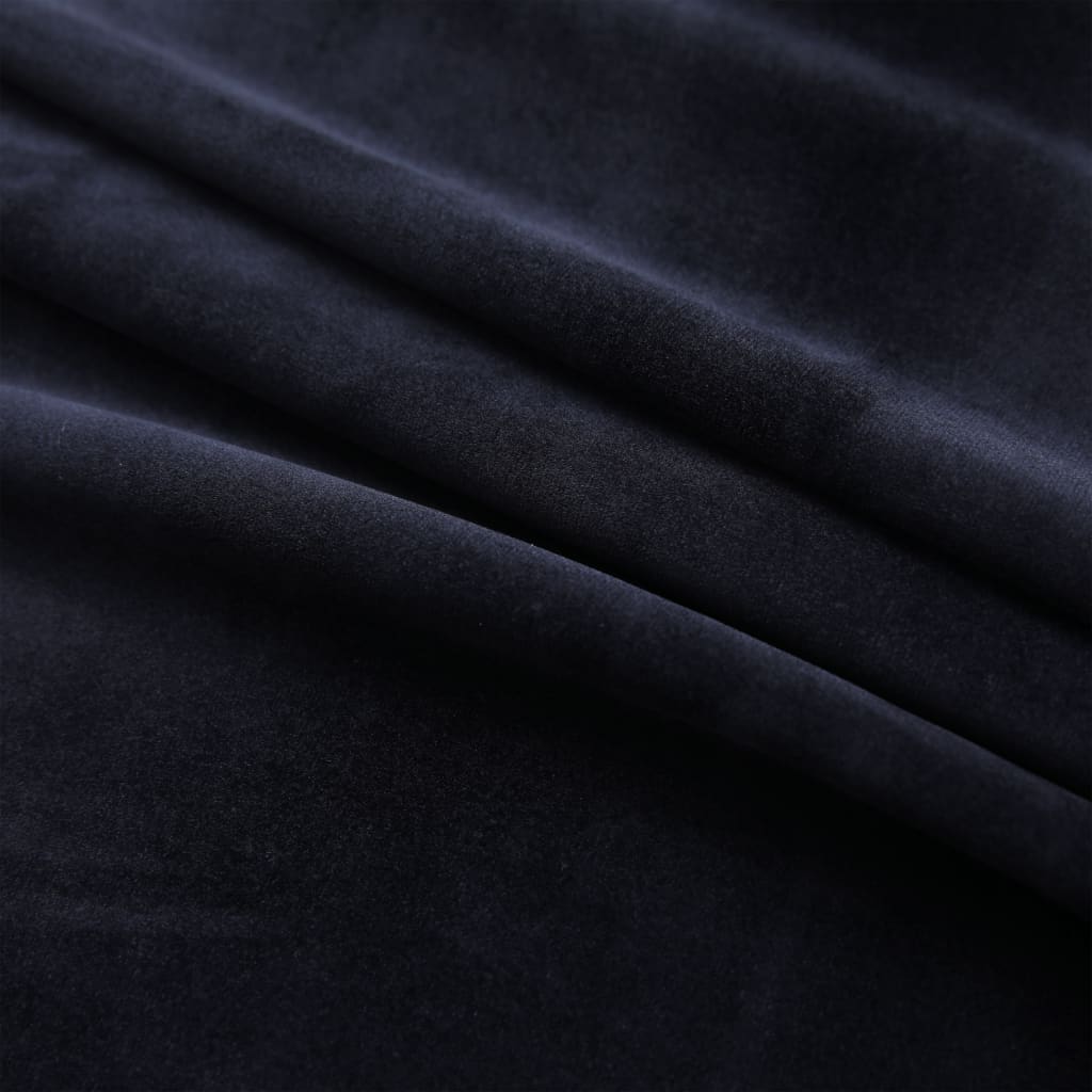 Gordijn verduisterend met ringen 2 st 140x175 cm fluweel zwart 140 x 175 cm Zwart