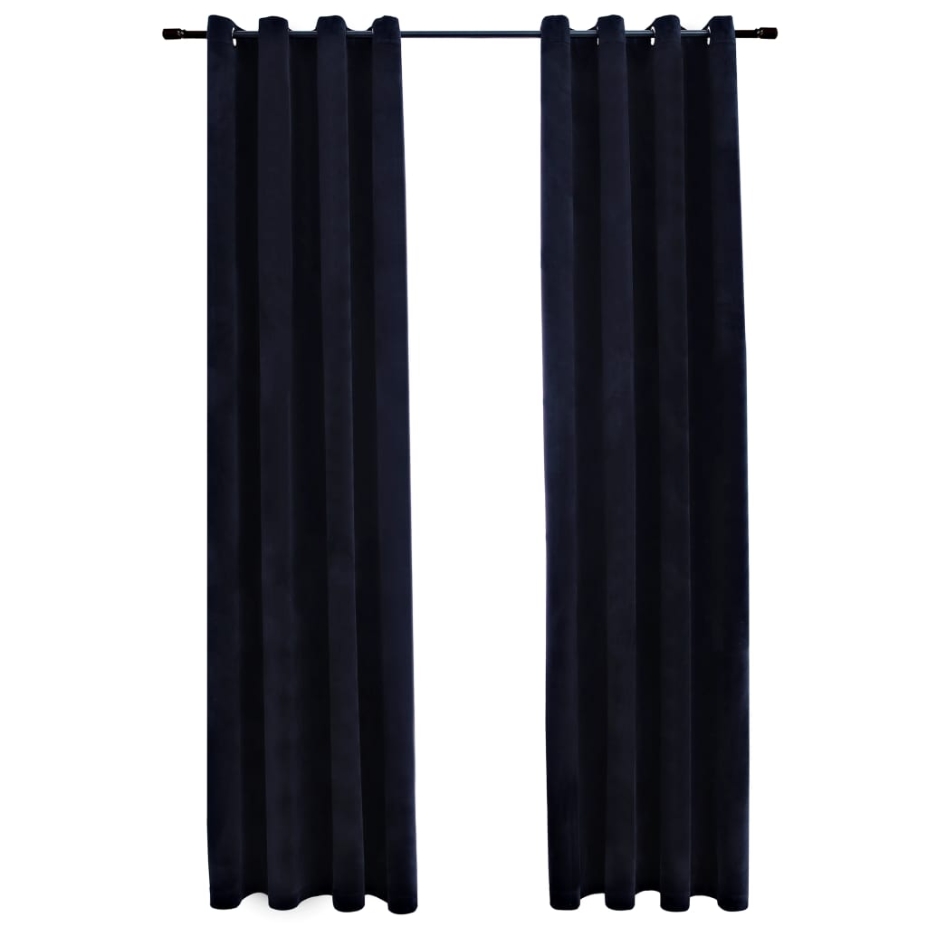 Gordijn Verduisterend Met Ringen Fluweel 140 x 225 cm Zwart