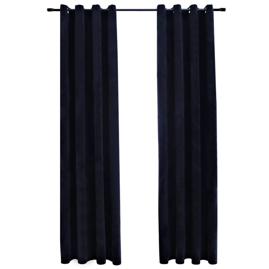 Gordijn Verduisterend Met Ringen Fluweel 140 x 225 cm Zwart