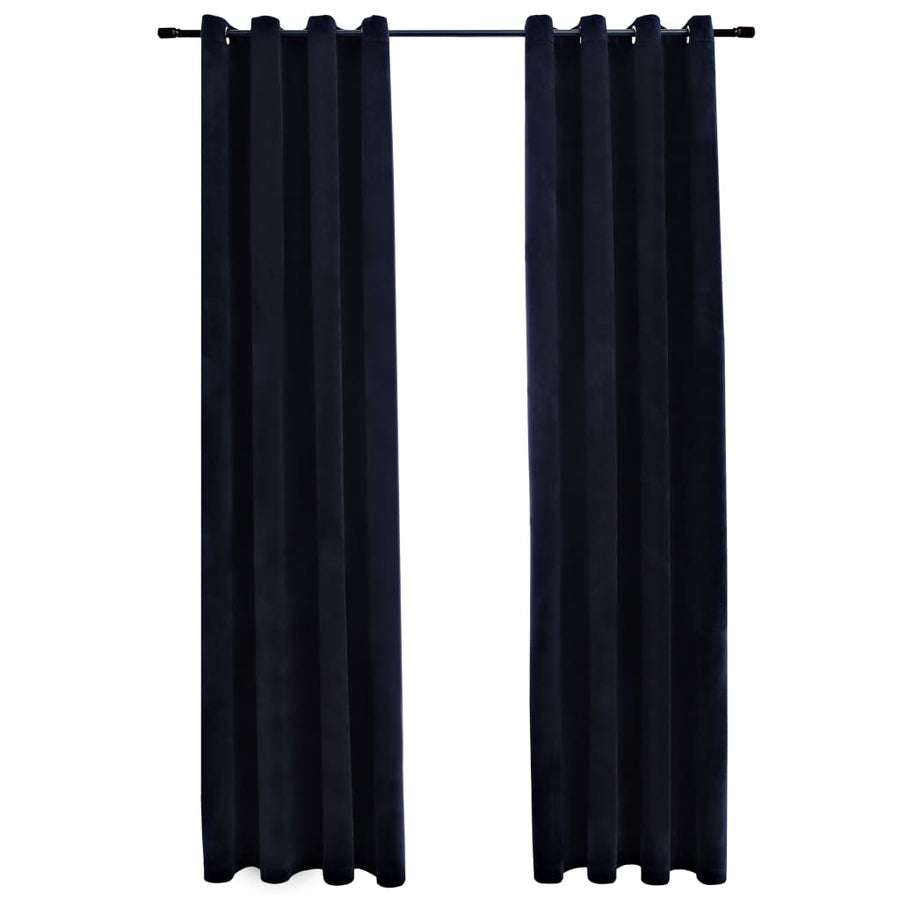 Gordijn Verduisterend Met Ringen Fluweel 140 x 245 cm Zwart
