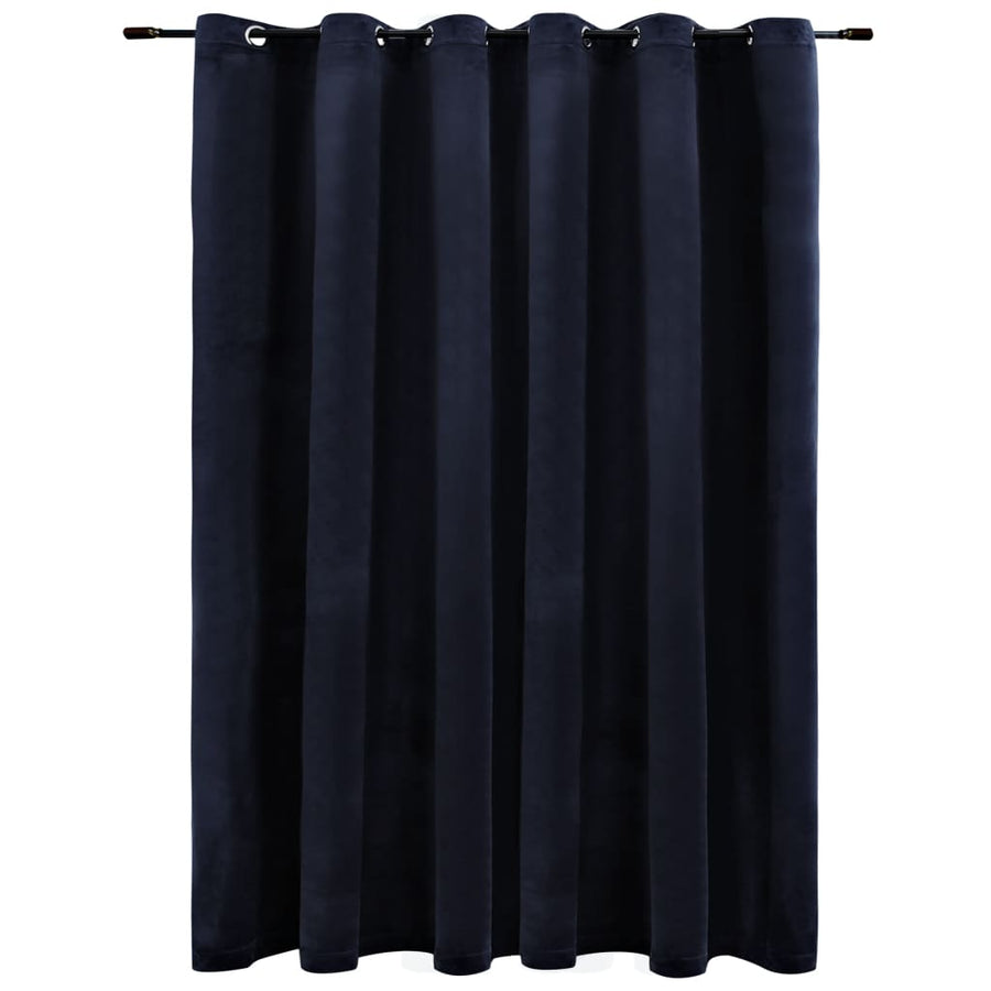 Gordijn verduisterend met ringen 290x245 cm fluweel zwart Zwart