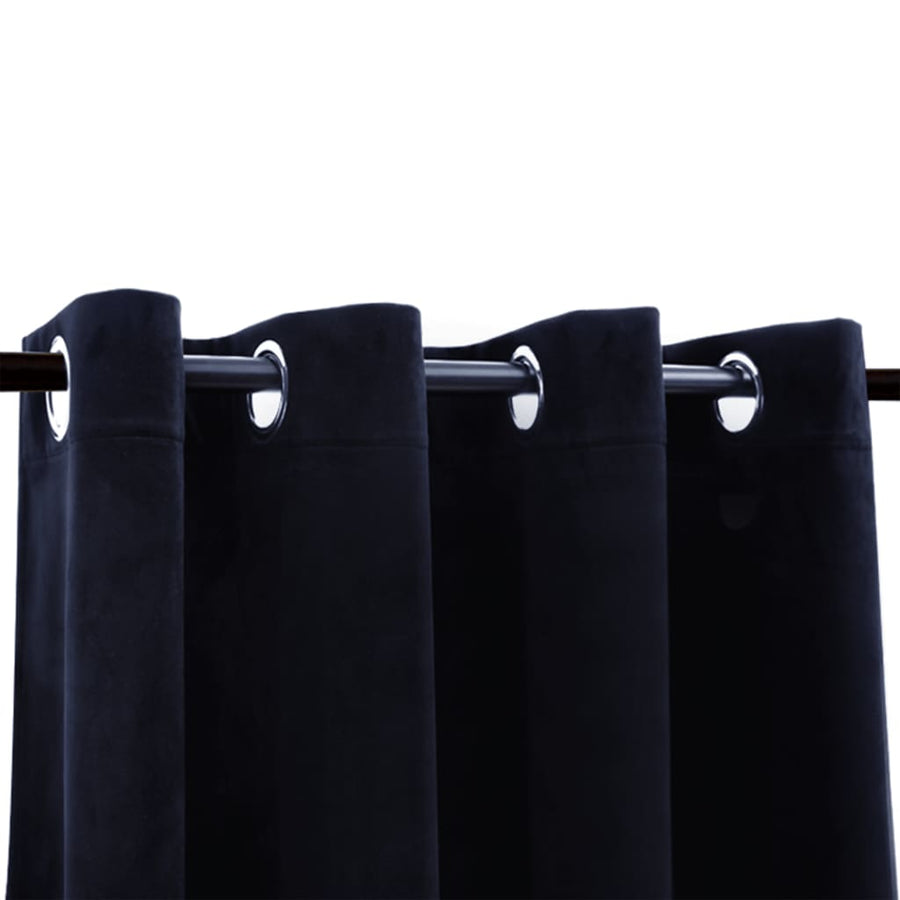 Gordijn verduisterend met ringen 290x245 cm fluweel zwart Zwart