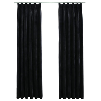 Gordijnen Verduisterend Met Haken Fluweel 140 x 175 cm Zwart