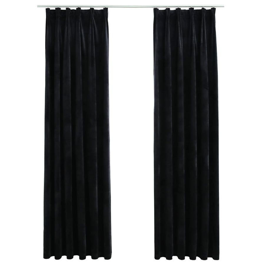 Gordijnen Verduisterend Met Haken Fluweel 140 x 175 cm Zwart