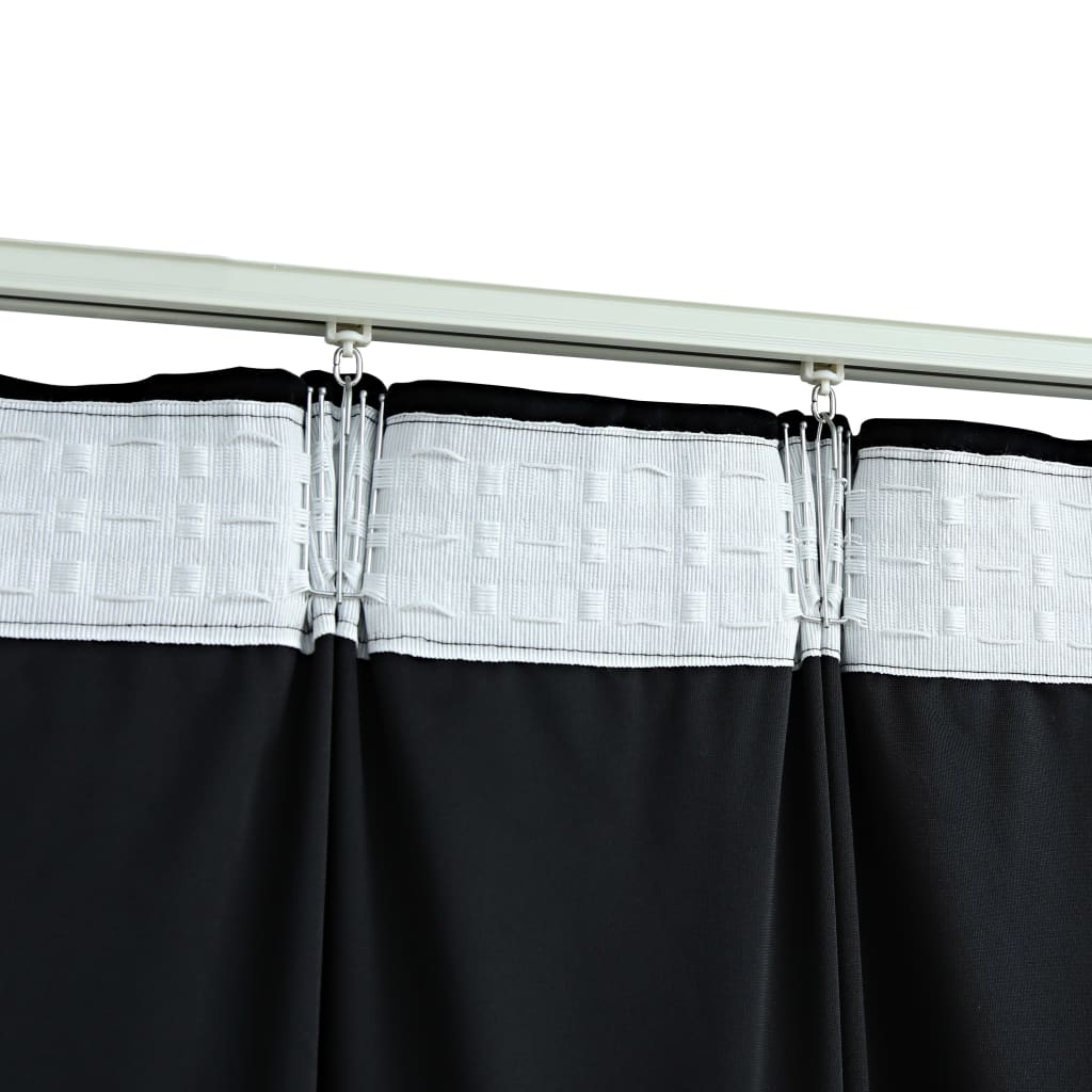Gordijnen Verduisterend Met Haken Fluweel 140 x 225 cm Zwart