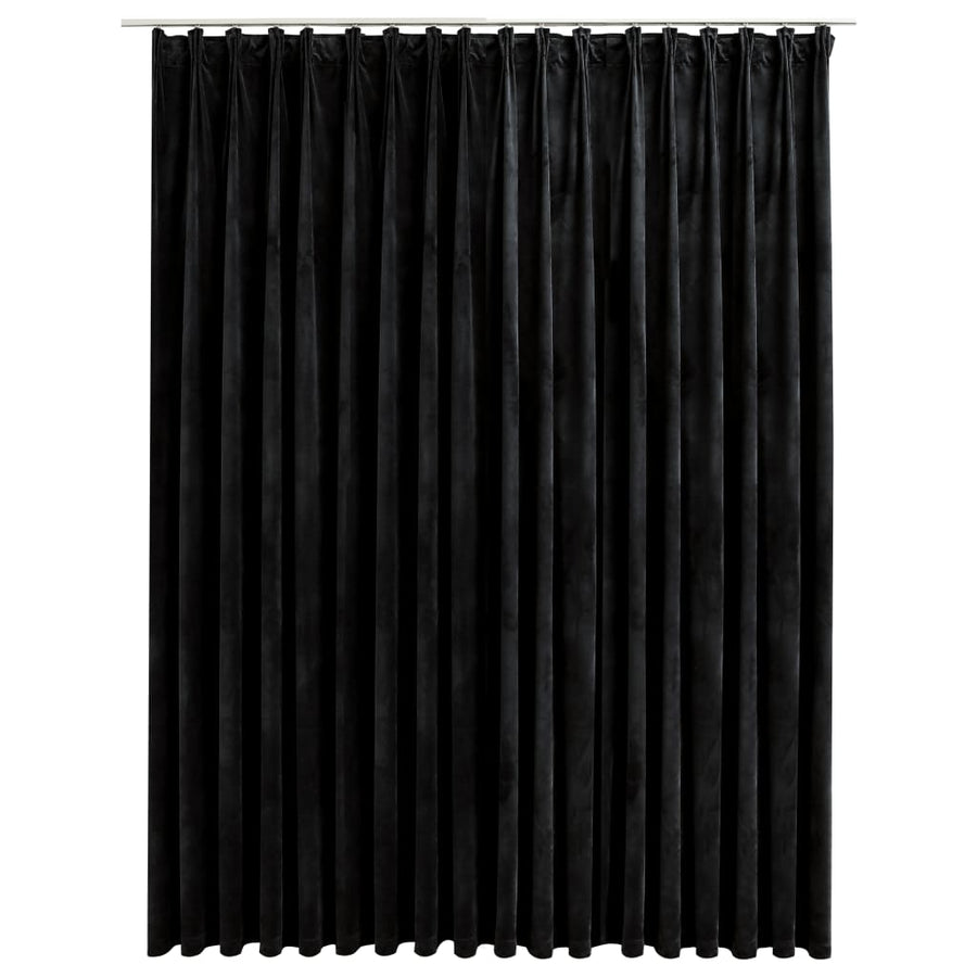Gordijn verduisterend met haken 290x245 cm fluweel zwart Zwart