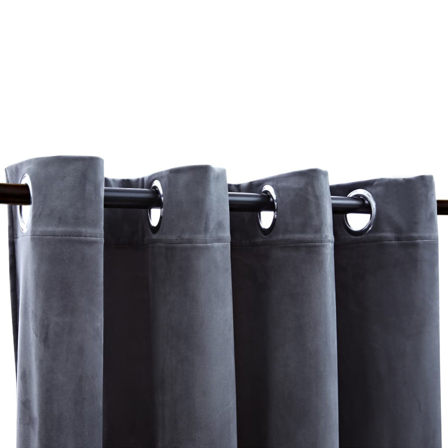 Gordijn Verduisterend Ringen Fluweel 140 x 175 cm Antraciet