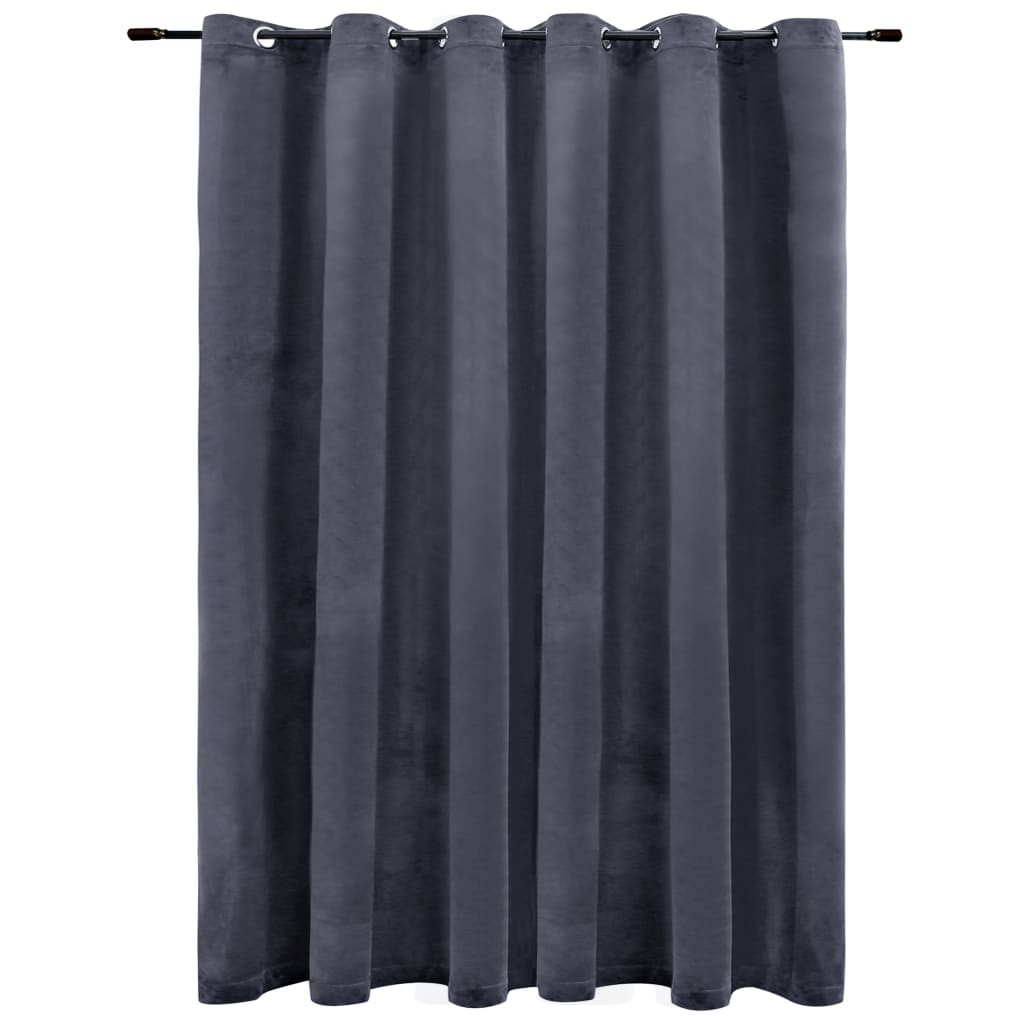Gordijn Verduisterend Met Ringen 290X245 Cm Fluweel Antraciet