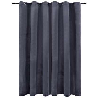 Gordijn Verduisterend Met Ringen 290X245 Cm Fluweel Antraciet