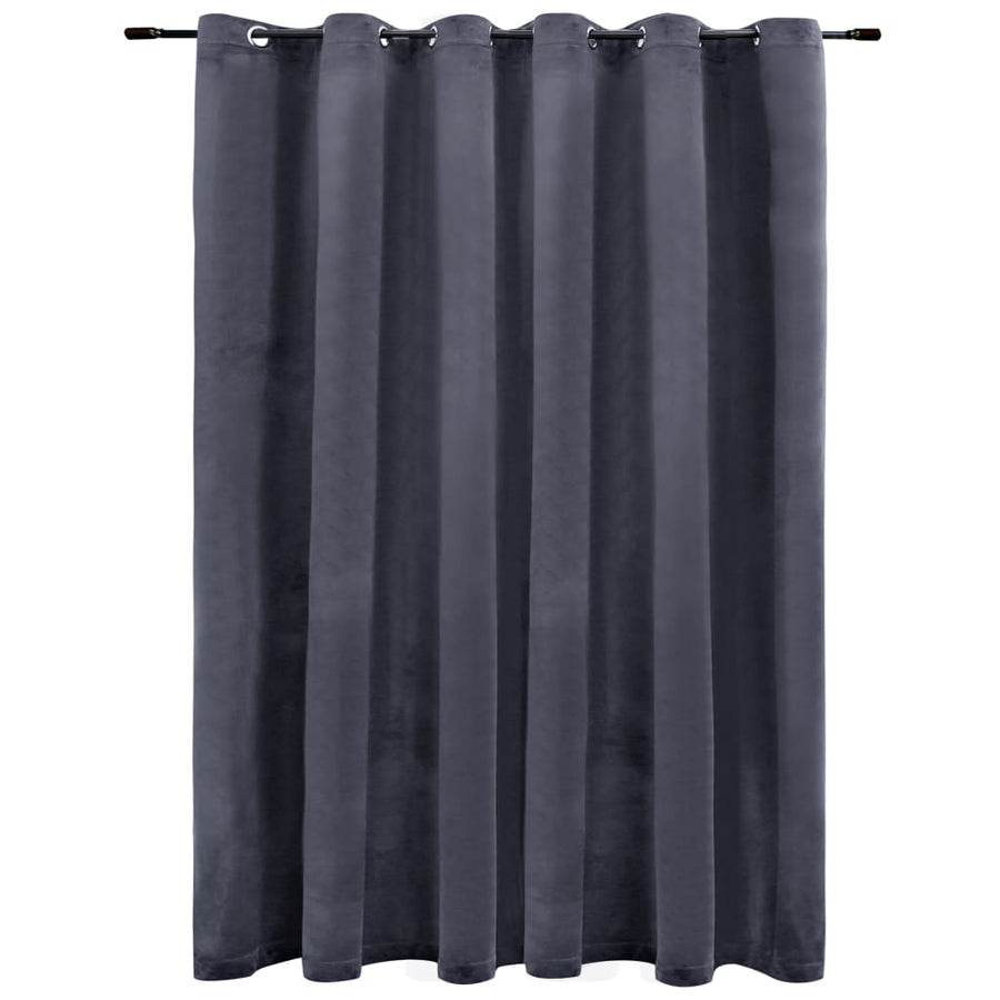 Gordijn Verduisterend Met Ringen 290X245 Cm Fluweel Antraciet