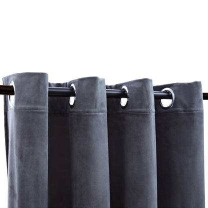 Gordijn Verduisterend Met Ringen 290X245 Cm Fluweel Antraciet