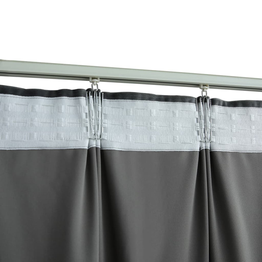Gordijnen Verduisterend Met Haken Fluweel 140 x 225 cm Antraciet