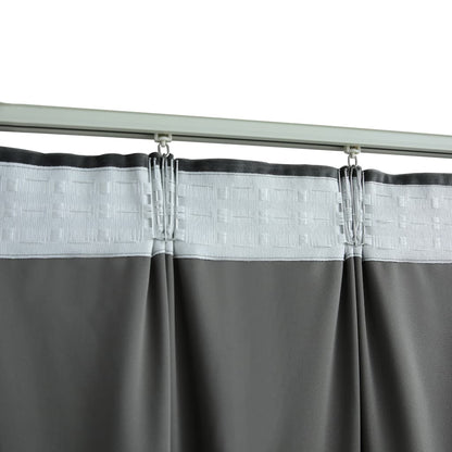 Gordijnen Verduisterend Met Haken Fluweel 140 x 245 cm Antraciet