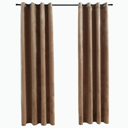 Gordijn Verduisterend Met Ringen Fluweel 140 x 175 cm Beige