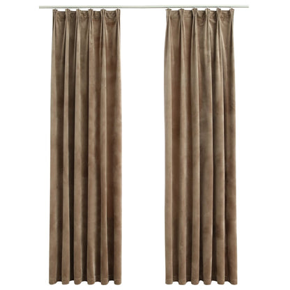 Gordijnen Verduisterend Met Haken Fluweel 140 x 175 cm Beige