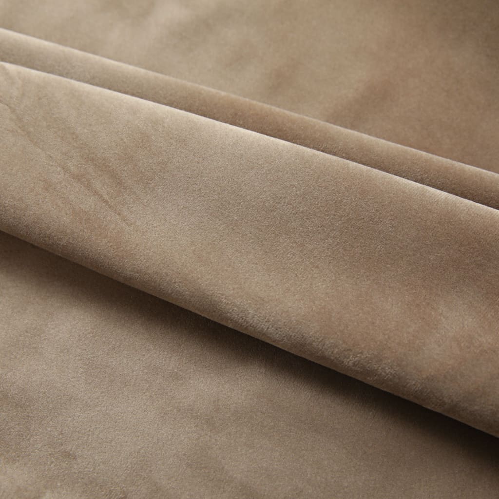 Gordijnen Verduisterend Met Haken Fluweel 140 x 175 cm Beige