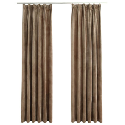 Gordijnen Verduisterend Met Haken Fluweel 140 x 225 cm Beige