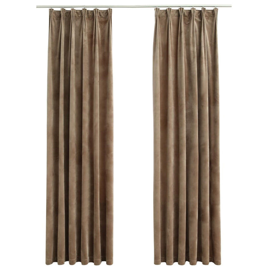 Gordijnen Verduisterend Met Haken Fluweel 140 x 225 cm Beige