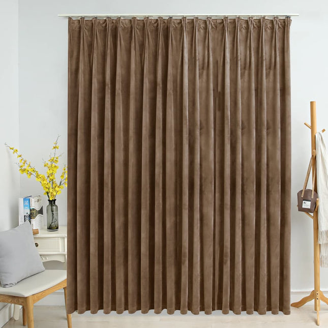 Gordijn Verduisterend Met Haken 290X245 Cm Fluweel Beige