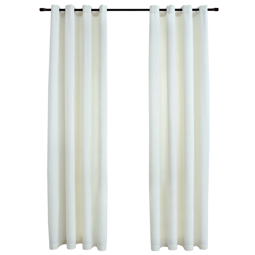 Gordijn Verduisterend Met Ringen Fluweel 140 x 175 cm Crème