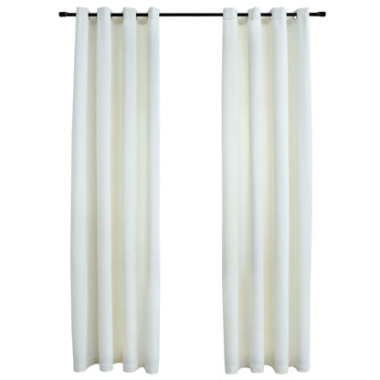 Gordijn Verduisterend Met Ringen Fluweel 140 x 175 cm Crème